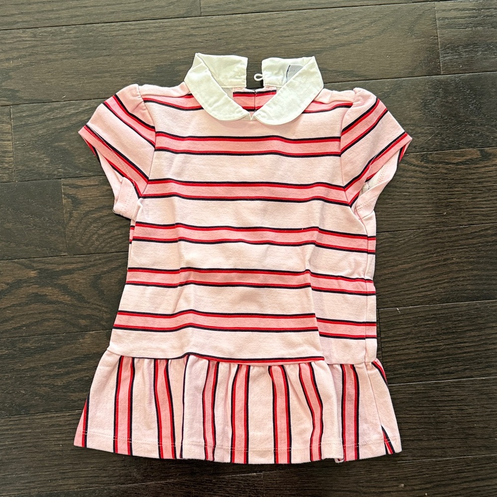 Striped Pink and White Collared Top